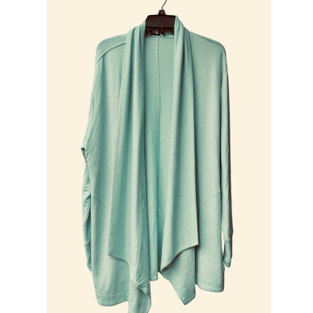 Athleta Pranayama II Wrap Cardigan Mint Green Open Front Thumbholes XL